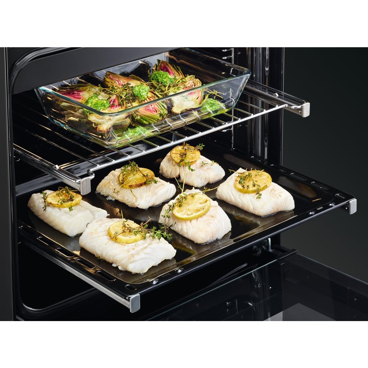 AEG Double Cavity Cooker CIX6540ACM, 77/39 L, Induction Hob