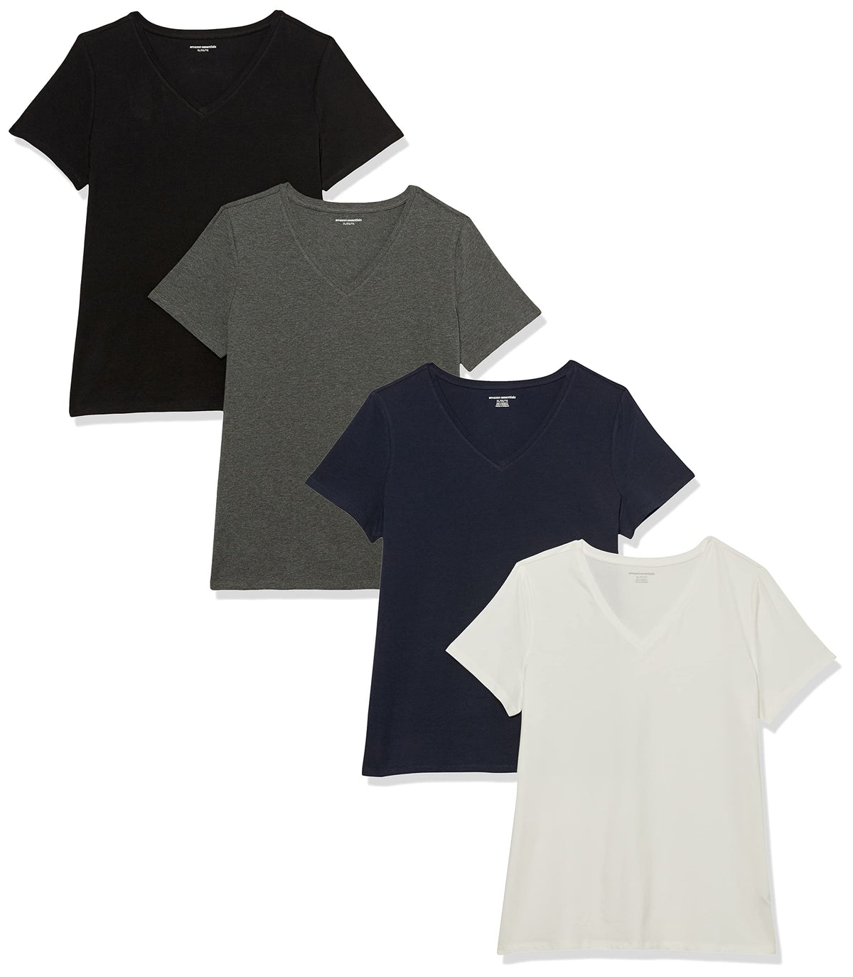 Amazon Essentials Women's Regular-Fit Short-Sleeve V-Neck T-Shirt, Multipacks