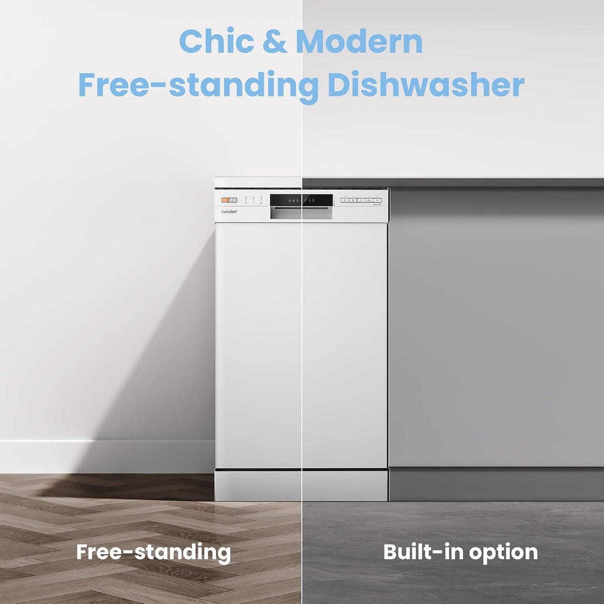 COMFEE' Slimline Dishwasher, 45cm, 10 Place Settings, White