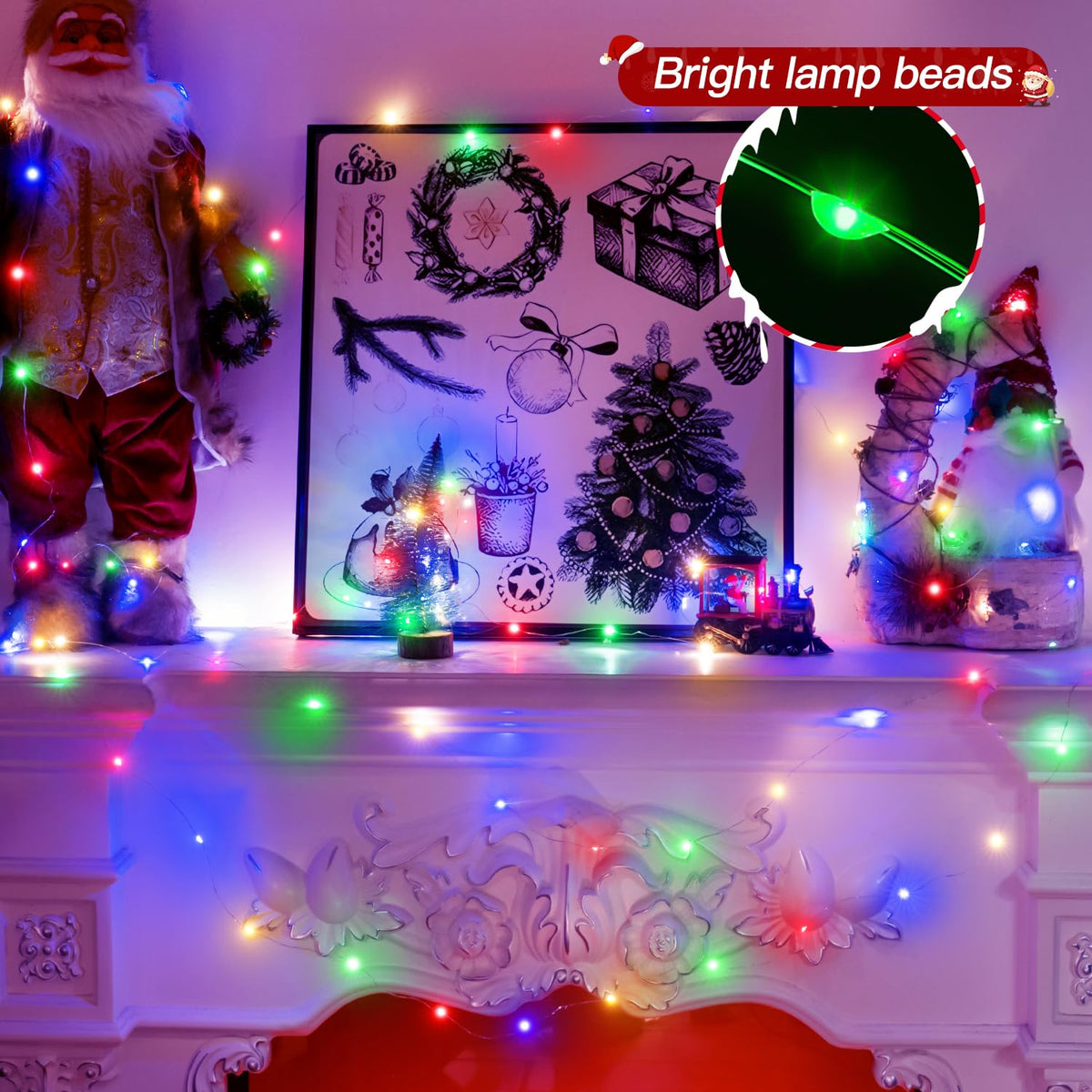 Ollny 10m 100LED Red Fairy Lights Battery Operated,Copper Wire String Light