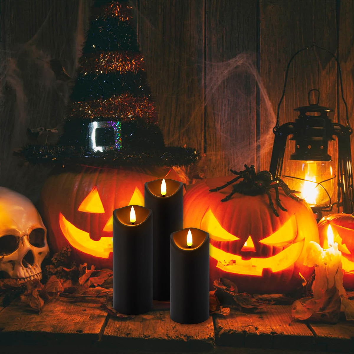 LIVEN Flickering Flameless Candles Battery Operated with Remote,Led Pillar Candles with Realistic Moving Wick Candles for Halloween,Christmas,Home Decor Pack of 12 (D2.2 xH 5" 6" 7")(White)