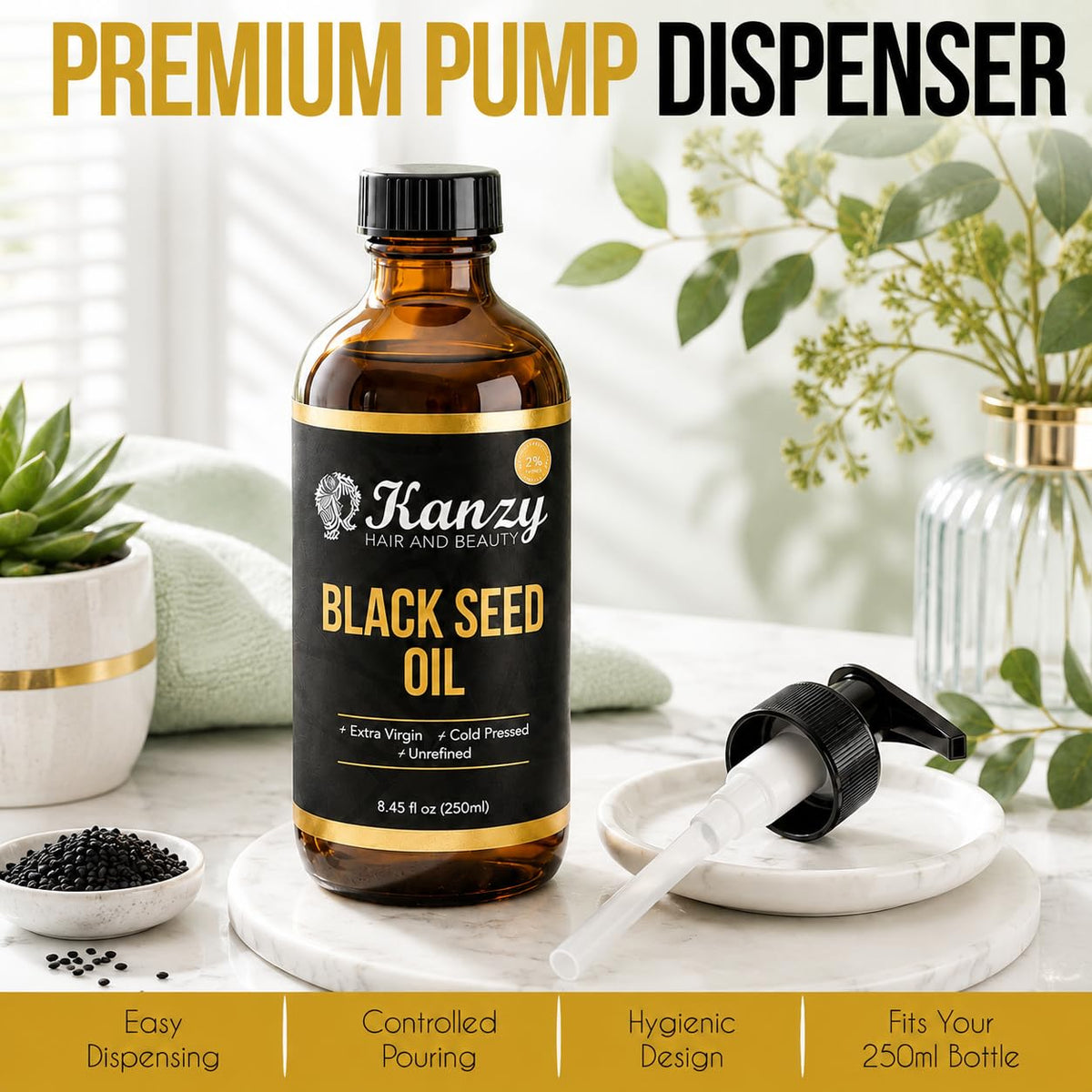 Kanzy Vitamin E Oil for Skin, Hair, Lips and Face - Naturally Sourced Multi-Purpose Plant-Based Vitamin E Oil for Hair Growth as Skincare and Haircare Product for both Men and Women (30 ml)
