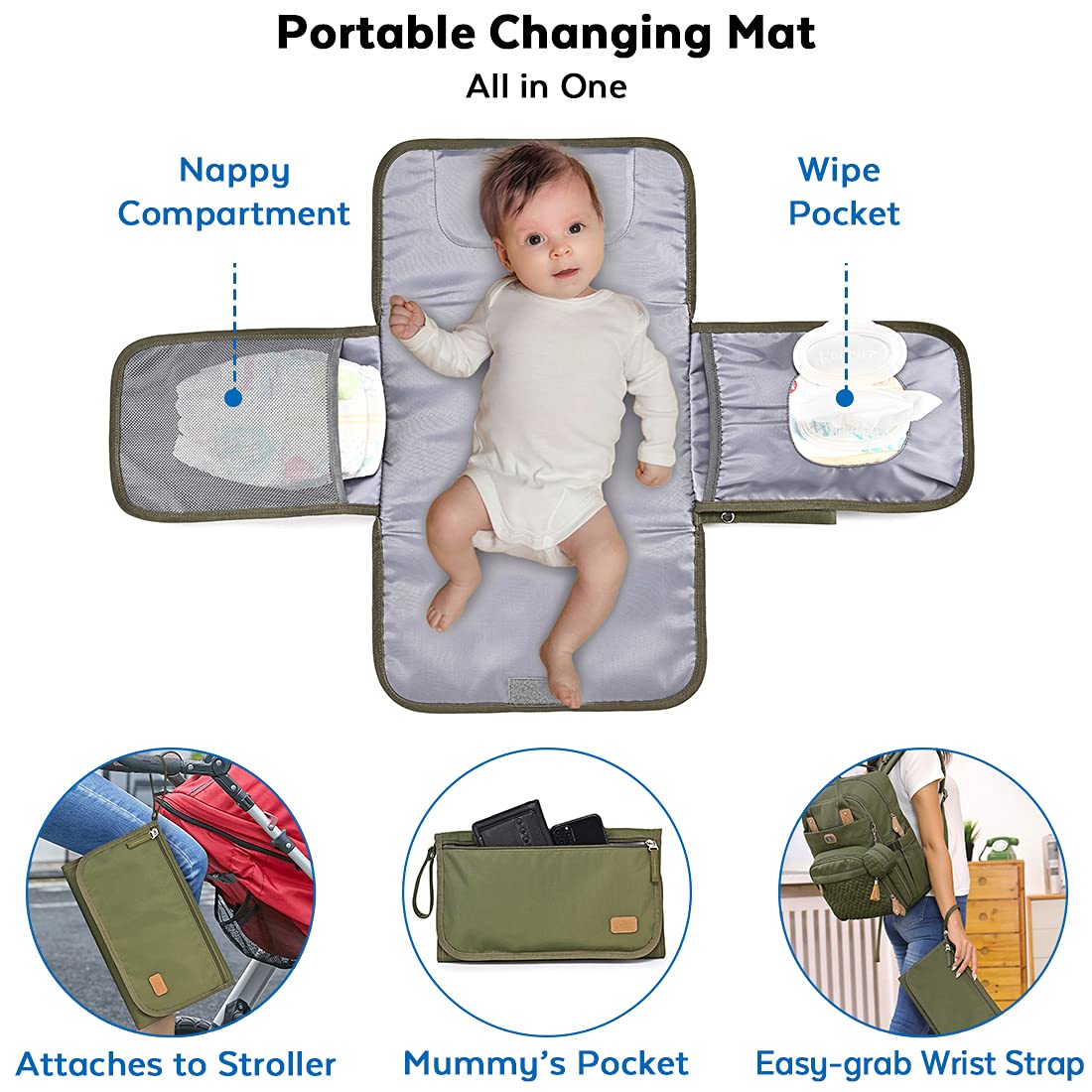 Dikaslon Baby Changing Bags Backpack, Large Baby Bag, 19 Pockets, Outdoors