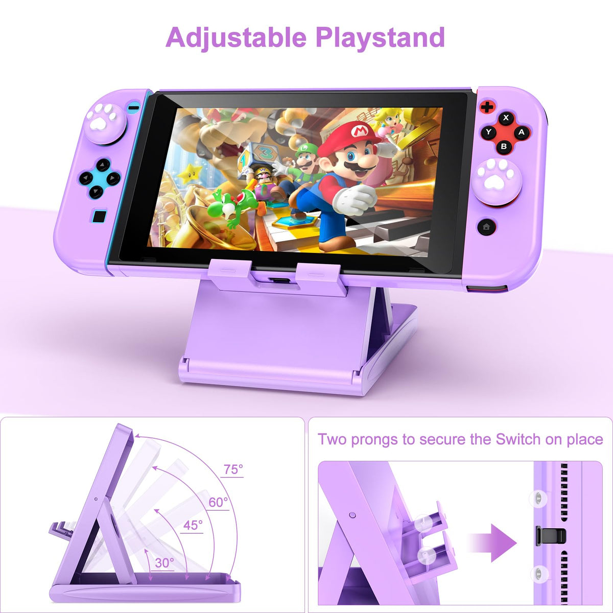 Younik Switch Accessories Bundle, 17 in 1 Switch Accessories Kit for Girls Include Switch Carrying Case with 9 Game Card Slots, Adjustable Stand, Protective Case for Switch Console & J-Con (Blue)