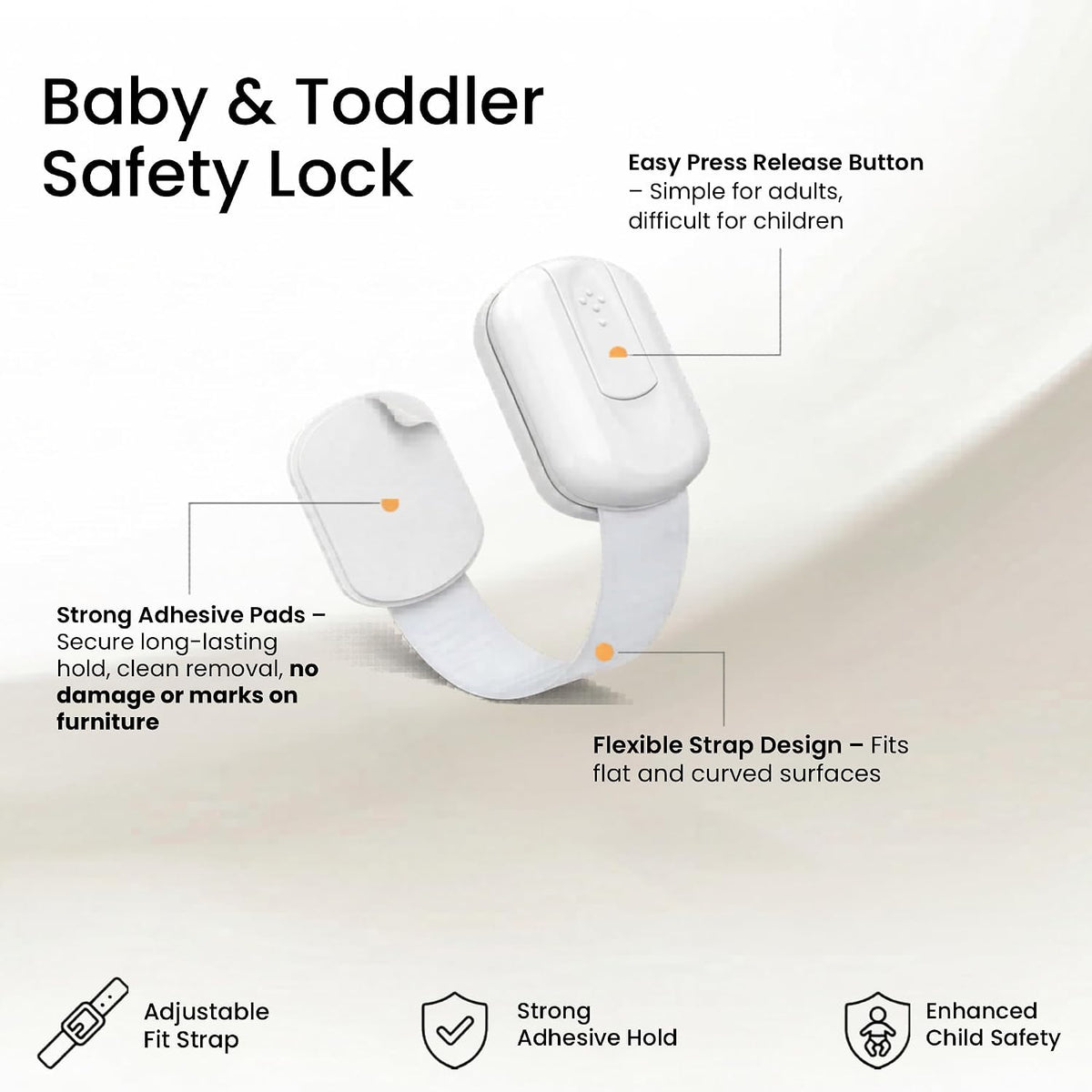 Cheeky Monkey® 4 Pack Cupboard Locks for Children, No Drill Baby Proofing