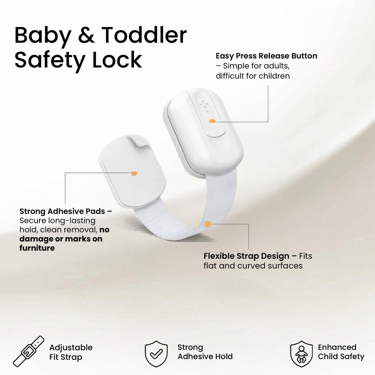 Cheeky Monkey® 4 Pack Cupboard Locks for Children, No Drill Baby Proofing