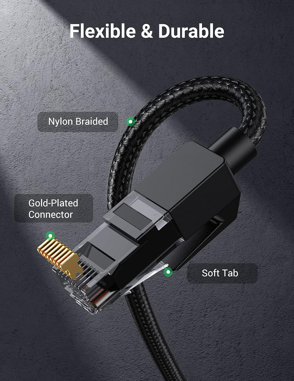 UGREEN Ethernet Cable 1M, High-Speed Gigabit Cat 6 Network Cable Braided