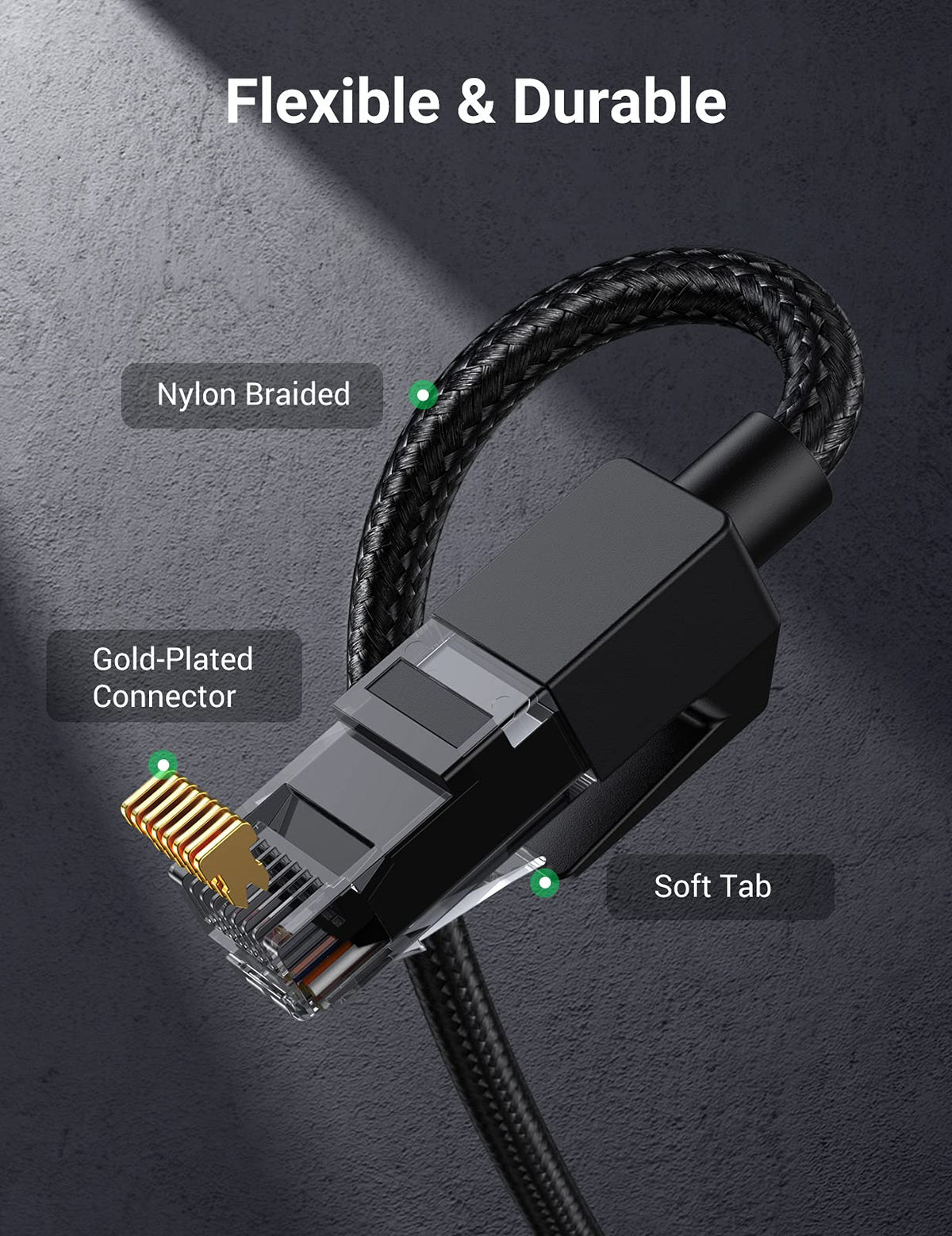 UGREEN Ethernet Cable 1M, High-Speed Gigabit Cat 6 Network Cable Braided