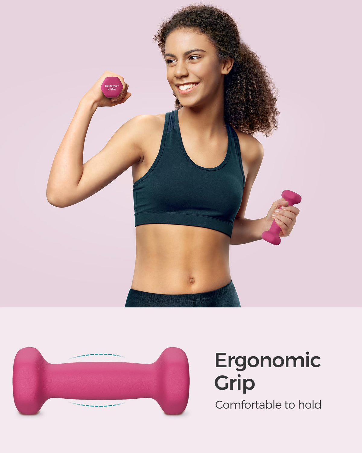 SONGMICS Set of 2 Hex Dumbbells with Neoprene Coating for Strength Training, Fitness, Home Workout