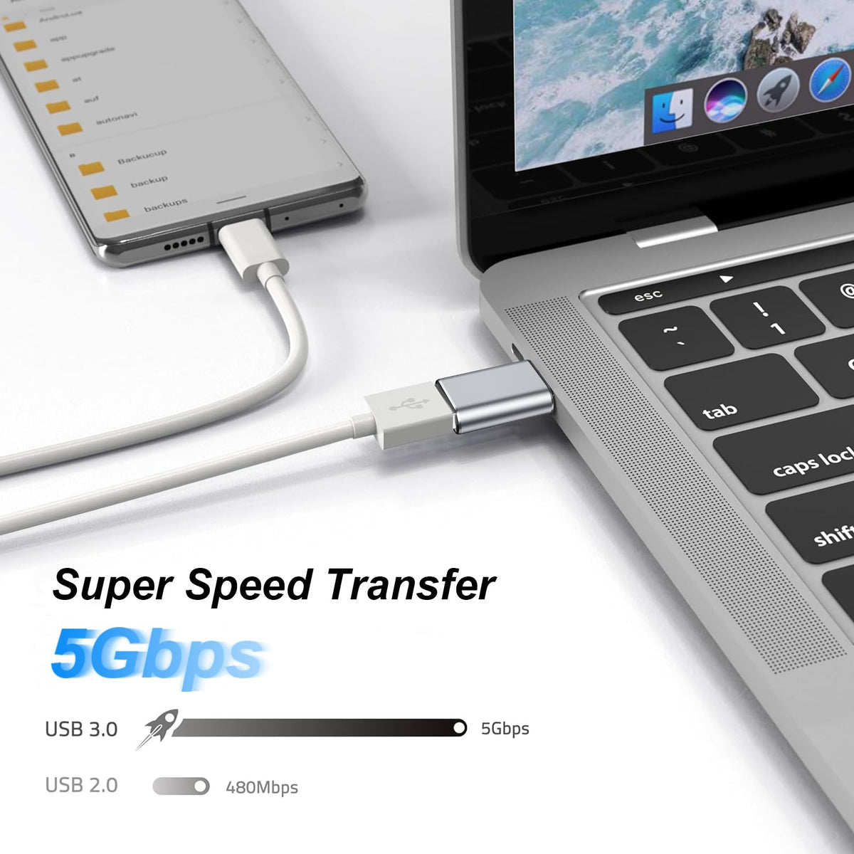 4Pack USB C to USB 3.0 Adapter(2Pack)& USB 2.0 to USB C Adapter(2Pack), 5Gbps SuperSpeed Data Transfer and Charge USB Converter Compatible with iPhone16 15 Laptop Samsung
