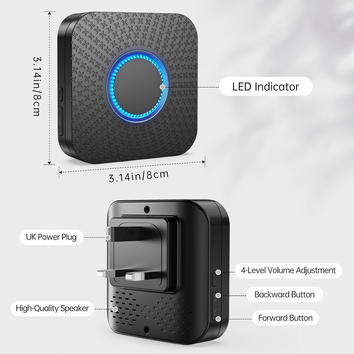 2 Pack Smart Wireless Doorbell Chime, 3 in 1 Doorbell Extender