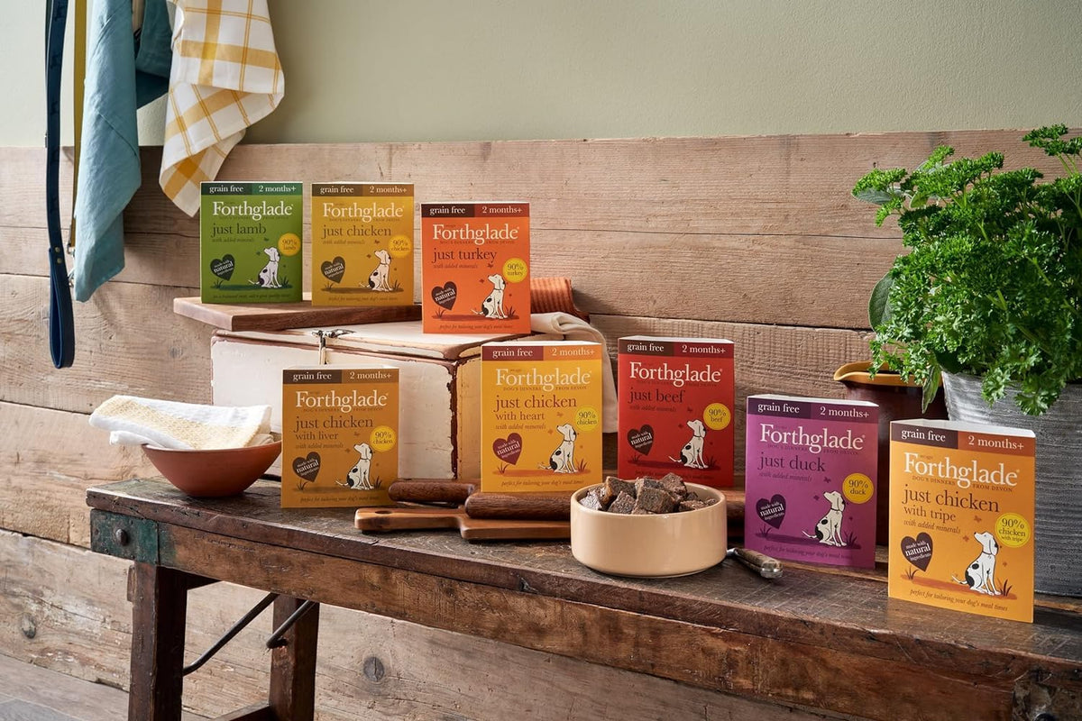 Forthglade Complementary Wet Dog Food (12 x 395g Trays) - Grain Free & Hypoallergenic Dog Food, Just Chicken, Chicken with Liver & Turkey, 90% Protein Stomach Sensitive with Natural Ingredients