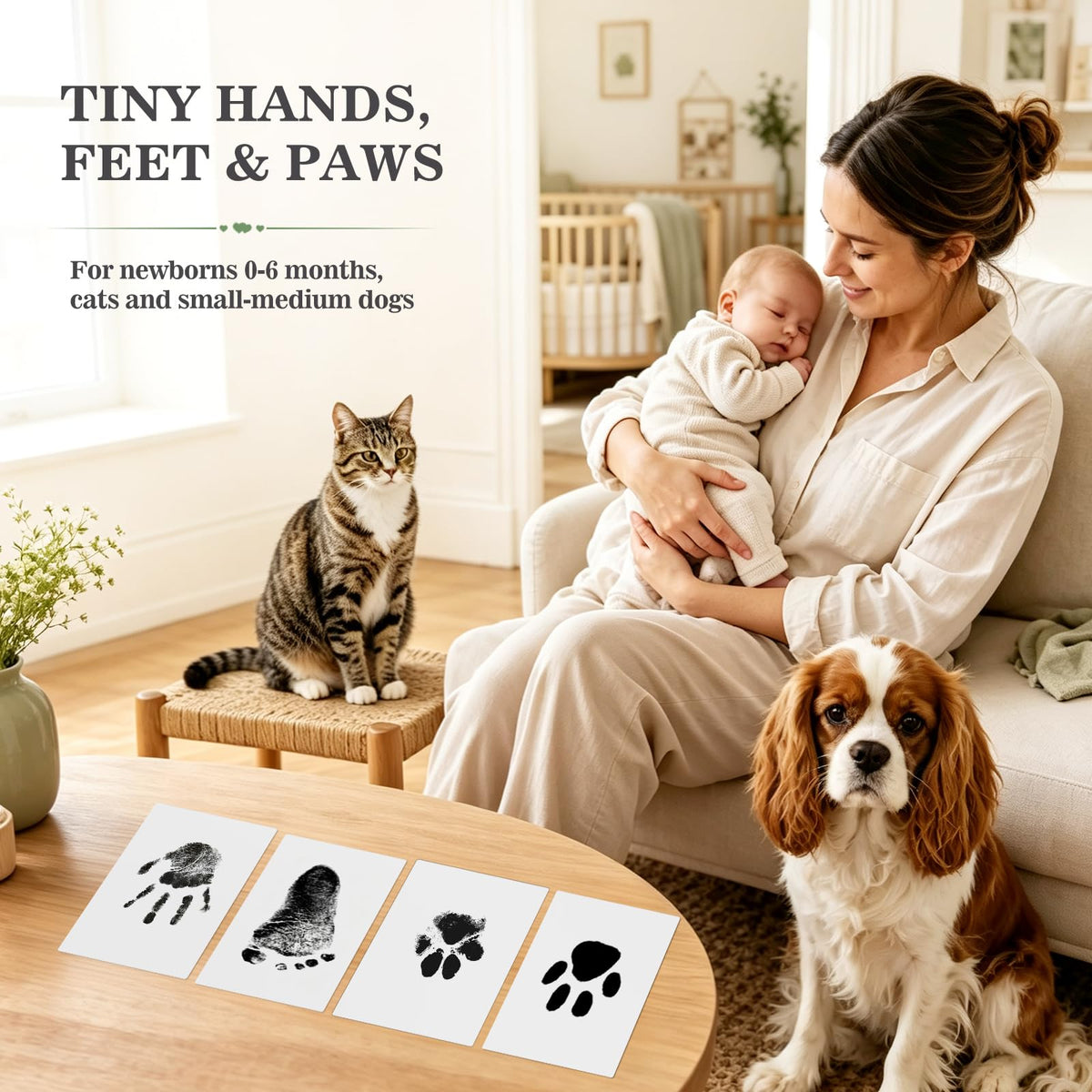 Nabance Baby Hand and Footprint Kit, 3 Inkless Print Pads, 6 Imprint Cards