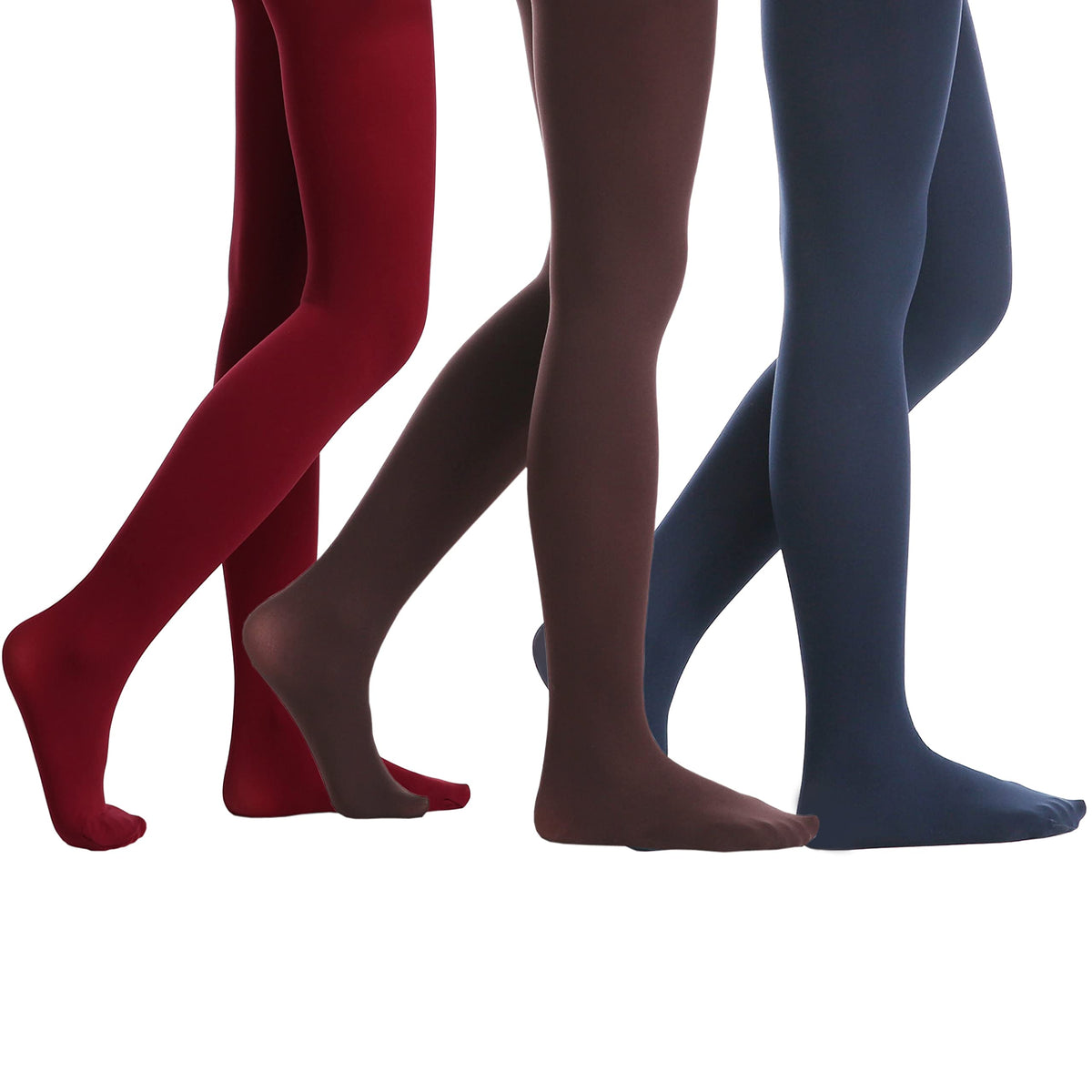 EVERSWE 3-Pack Girls Microfiber Tights Multiple Colors