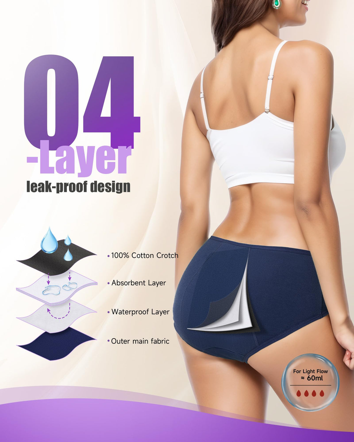 TANSTC Period Pants for Women, Leakproof Period Underwear Pack of 3