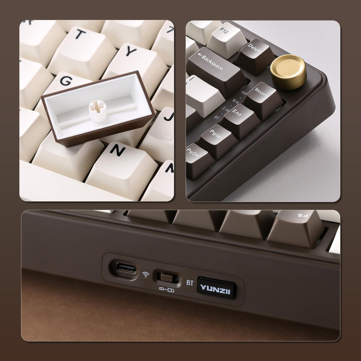 YUNZII B75 PRO 75% Wireless Mechanical Keyboard (Black Heart,Cocoa Switch)