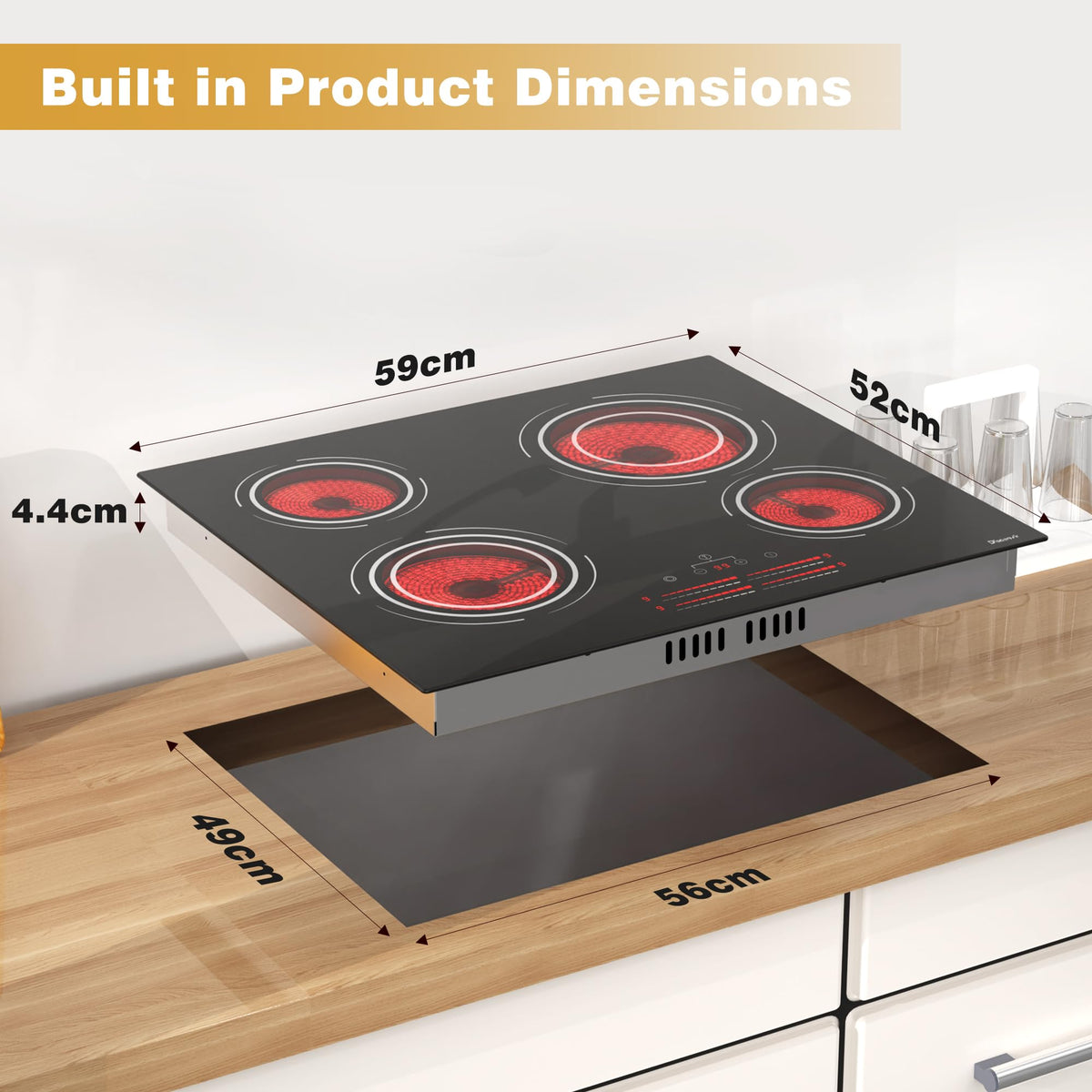 Double Ceramic Hob with Handle, Plug in 2 Ring Electric Hob