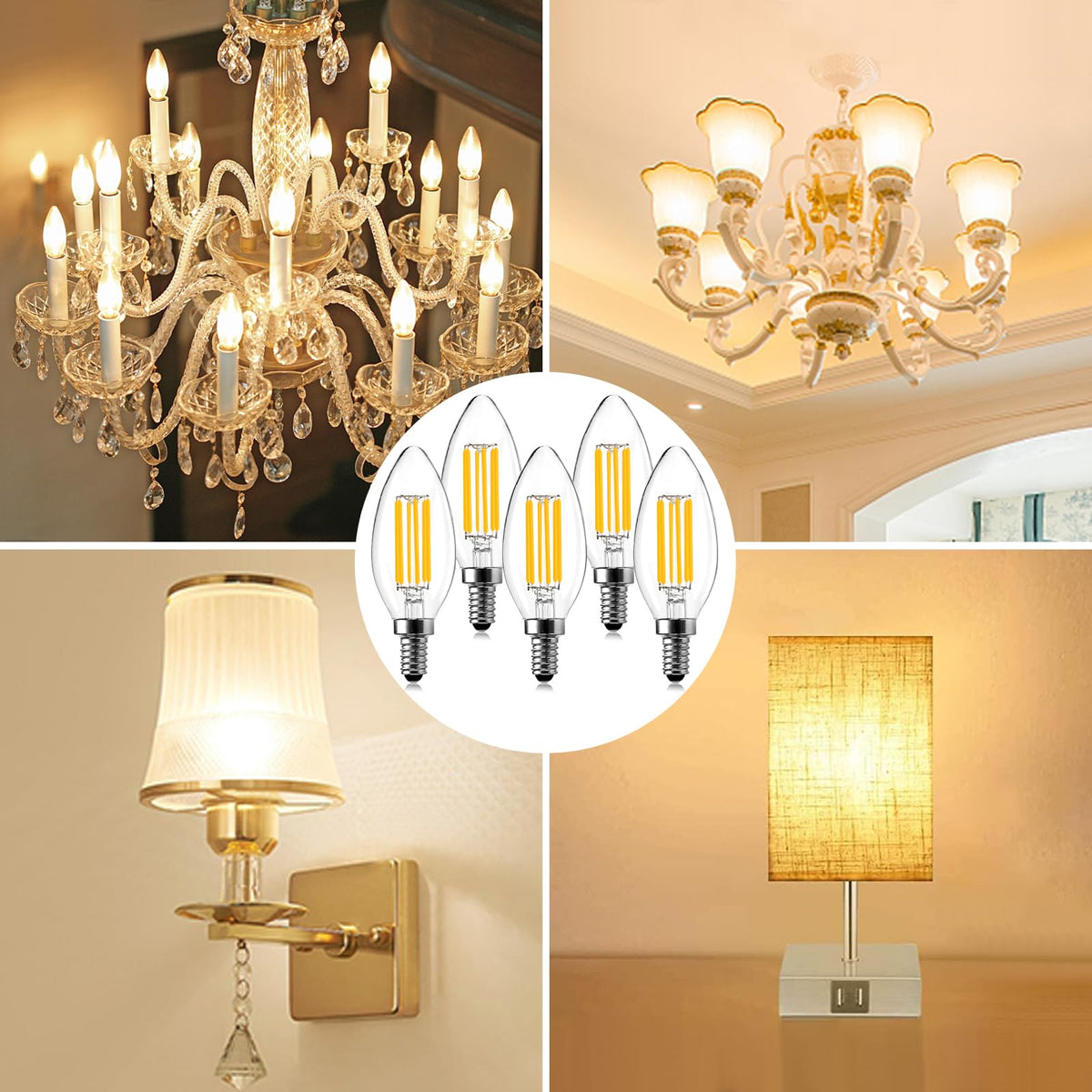 BRIMAX 5Pack E14 Bulb Cool White 5000K,Dimmable 4W Small Screw Light Bulb