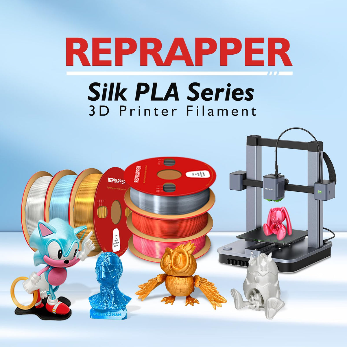 Reprapper 4X 250g Color Pack – Dual Color PLA Filament 1.75mm for 3D Printer & 3D Pen, Multicolour Filament, 4 x 250g Matte Red/Blue, Matte Purple/Green, Silk Red/Blue, and Silk Purple/Green