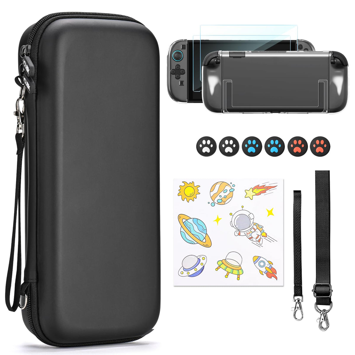 Younik Switch Accessories Bundle, 17 in 1 Switch Accessories Kit for Girls Include Switch Carrying Case with 9 Game Card Slots, Adjustable Stand, Protective Case for Switch Console & J-Con (Blue)