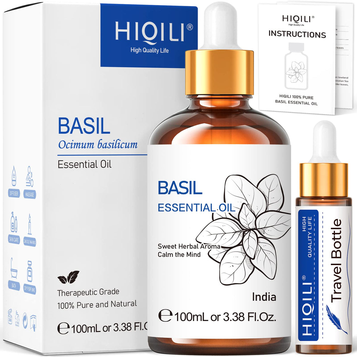 HIQILI Tea Tree Oil for Nail Fungus, Skin, Hair, Acne