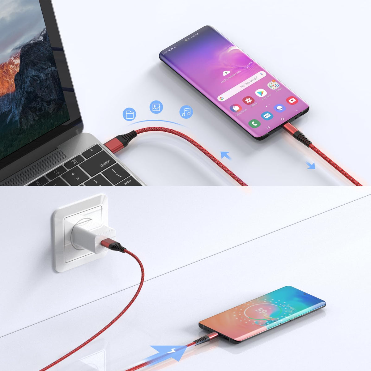 Ofuca USB C Charger Cable,3Pack 1M USB to USB C Cable