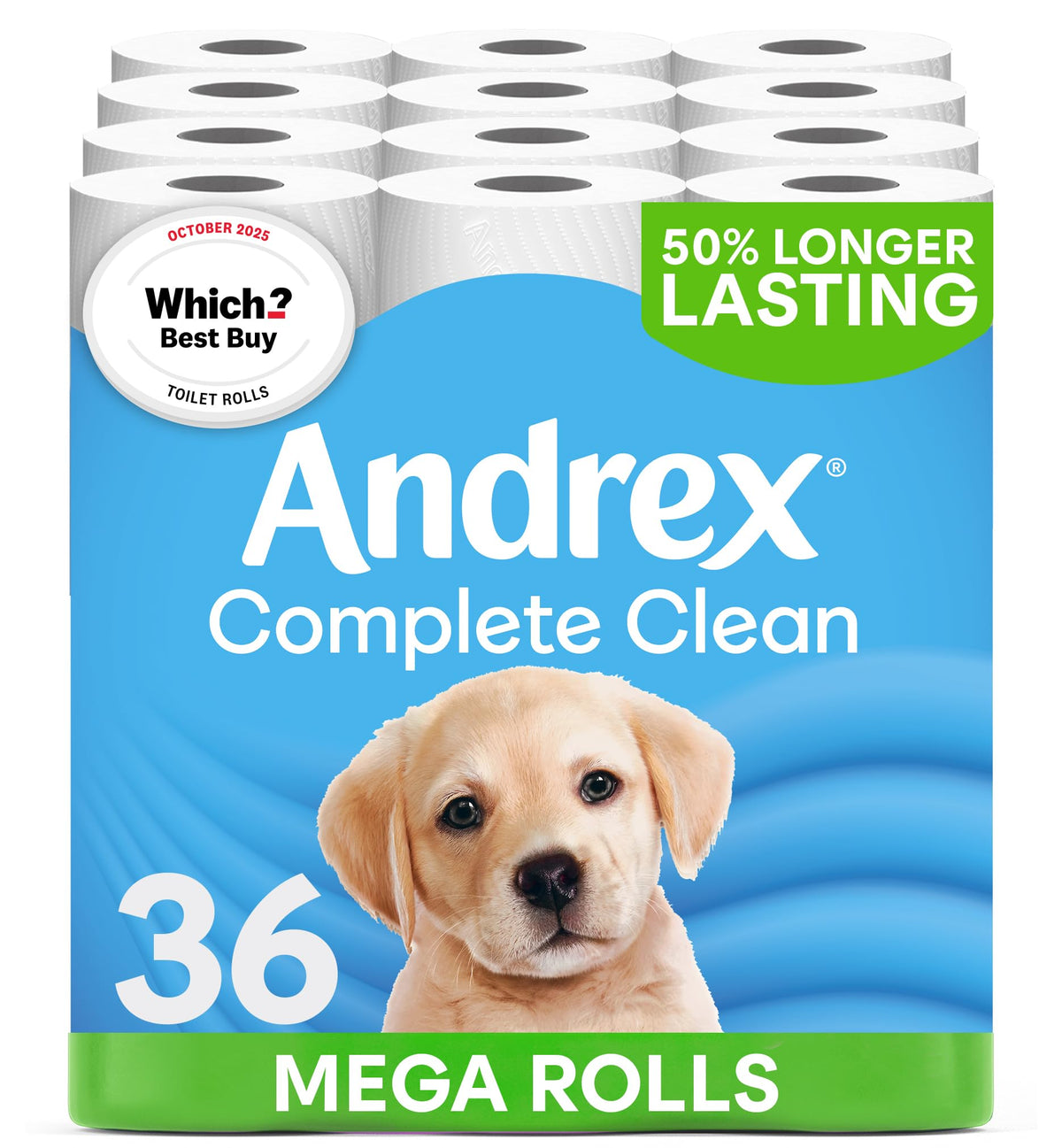 Andrex Complete Clean Toilet Roll - 12 Mega Toilet Rolls