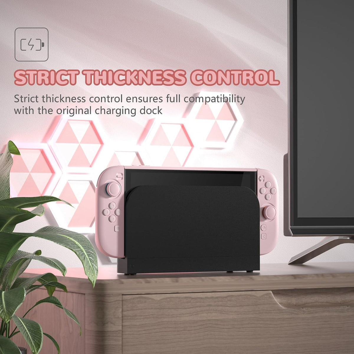 PlayVital Solid Color Series Protective Case for Nintendo Switch 2, Anti-Scratches Hard Shell Dockable Grip Cover with Extra Foldable Stand & Thumb Grips for Nintendo Switch 2 - Cherry Blossoms Pink