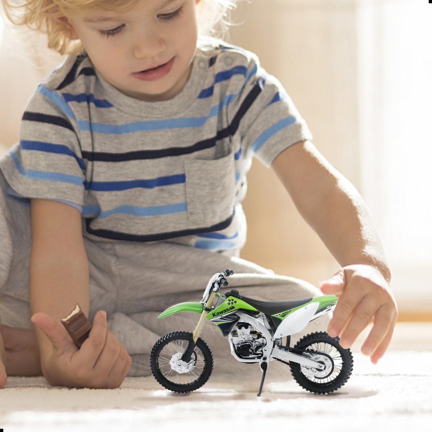1:12 Scale Dirt Bike compatible for Kawasaki KX450F Motorcycle Model Mini Supercross Motorcross Moto Model Collection or Gift for Adult Kid Boy (Green)
