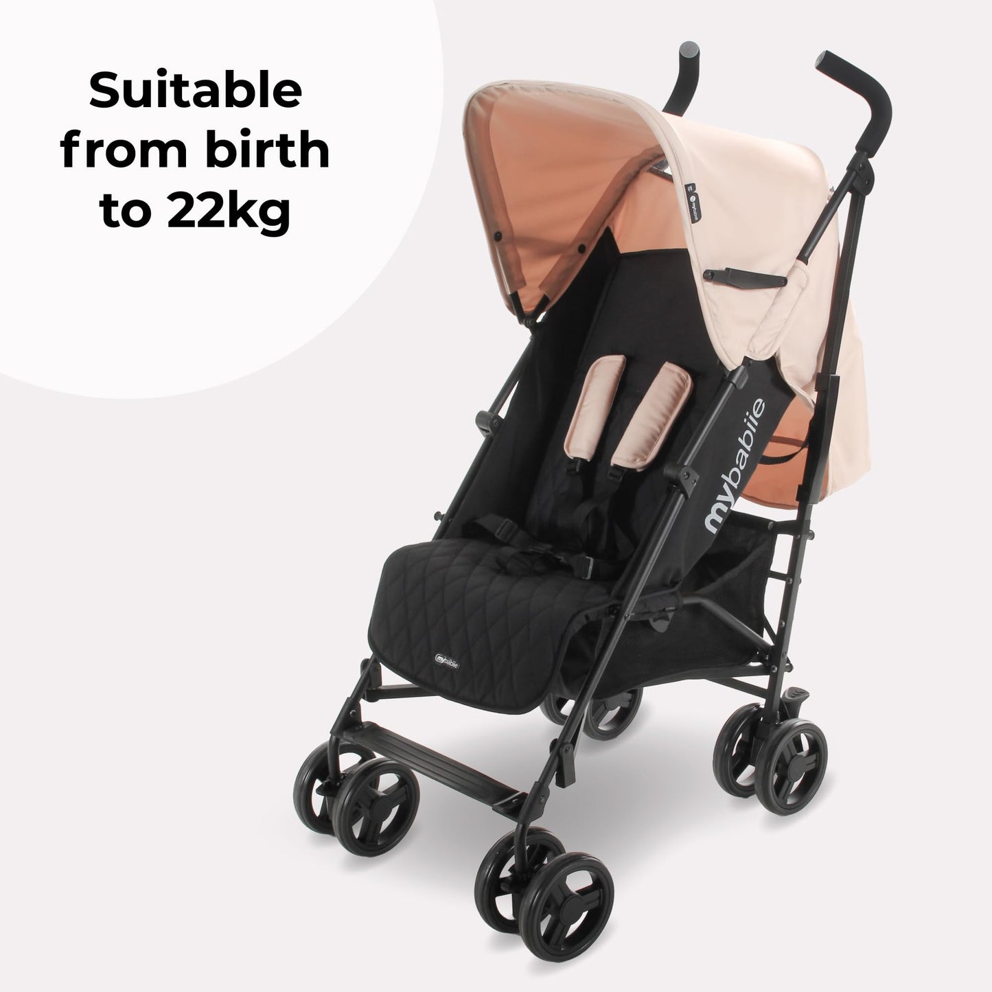 My Babiie MB01 Stroller - from Birth to 4 Years (22kg), Lightweight & Compact Umbrella Fold, Travel Buggy for Toddlers - Pink