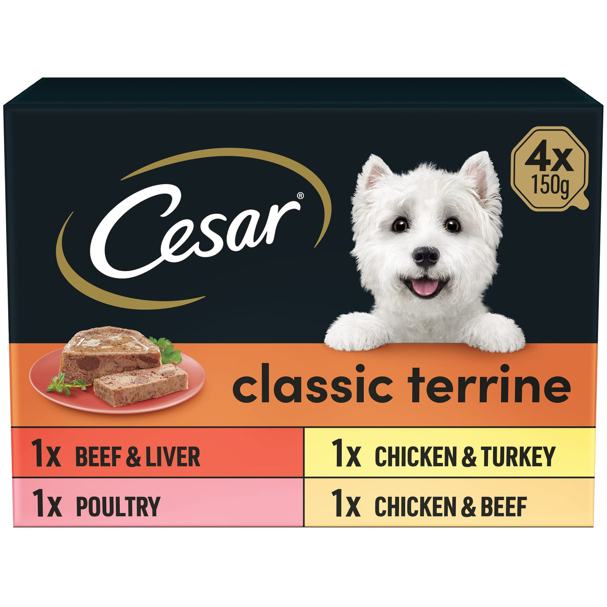 CESAR Pouch Selection in Jelly, Fresh Adult Wet Dog Food Pouches in Delicious Jelly with Succulent Meats and Vegetables, 48 x 100 g