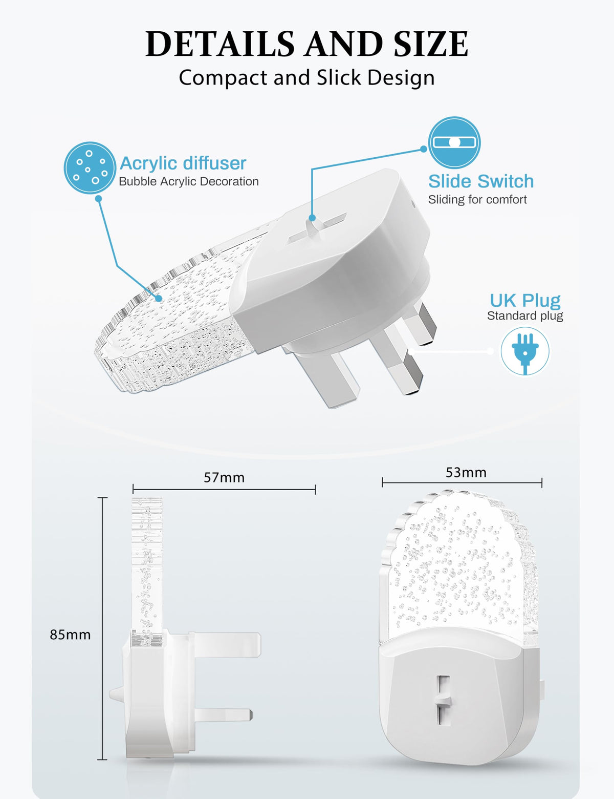 Emeritpro Night Light Plug in Wall with Dusk to Dawn Sensor, Warm White+RGB