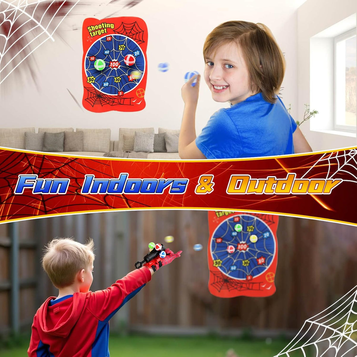 YOTOY Toys for Boys 3 4 5 6 7 8 9 10 Year Old Spider Dart Board Toy for Boy