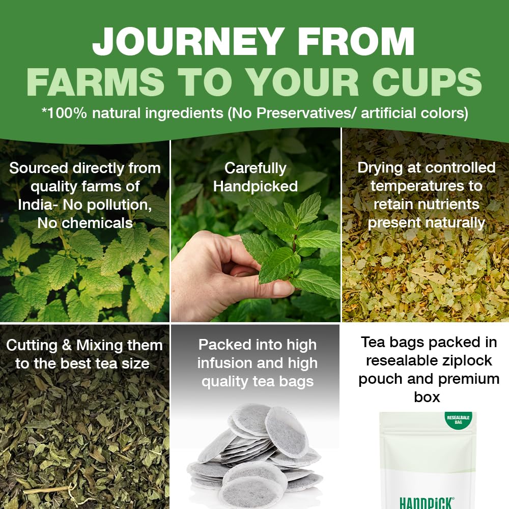 HANDPICK, Spearmint Tea Bags (100 Count), Spearmint Leaf Tea Bags