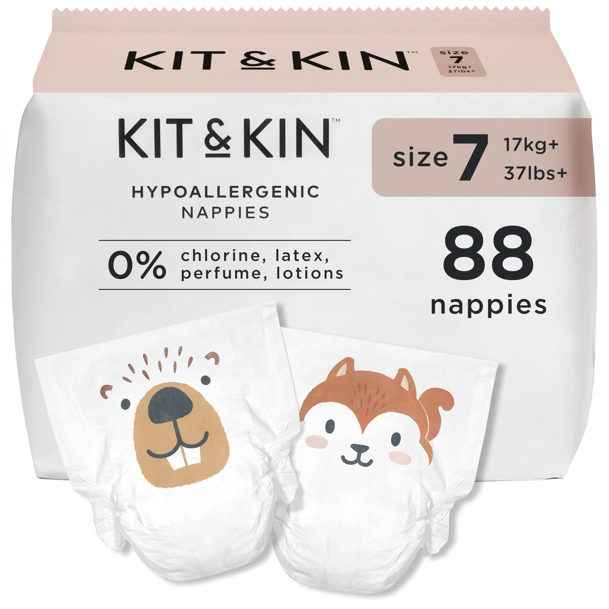 Kit & Kin Premium Baby Nappies Size 4 | 9-14 kgs / 20-31 lbs | Pack of 256 Nappies | Plant-Based Materials On Baby's Skin | Hypoallergenic | Superior up to 12 Hour Leak Protection