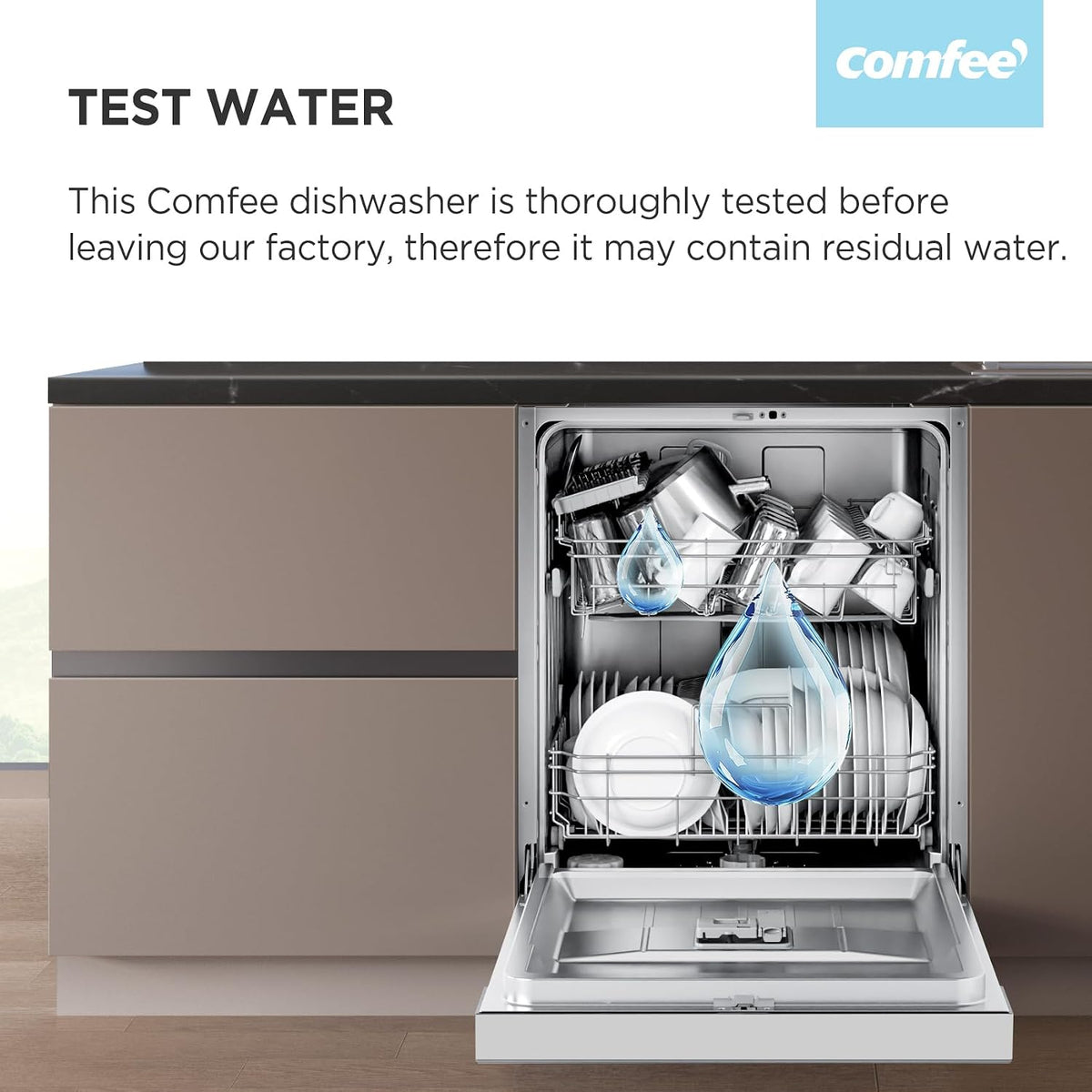 COMFEE' Dishwasher Freestanding, 13 Place Settings, 60cm, Black