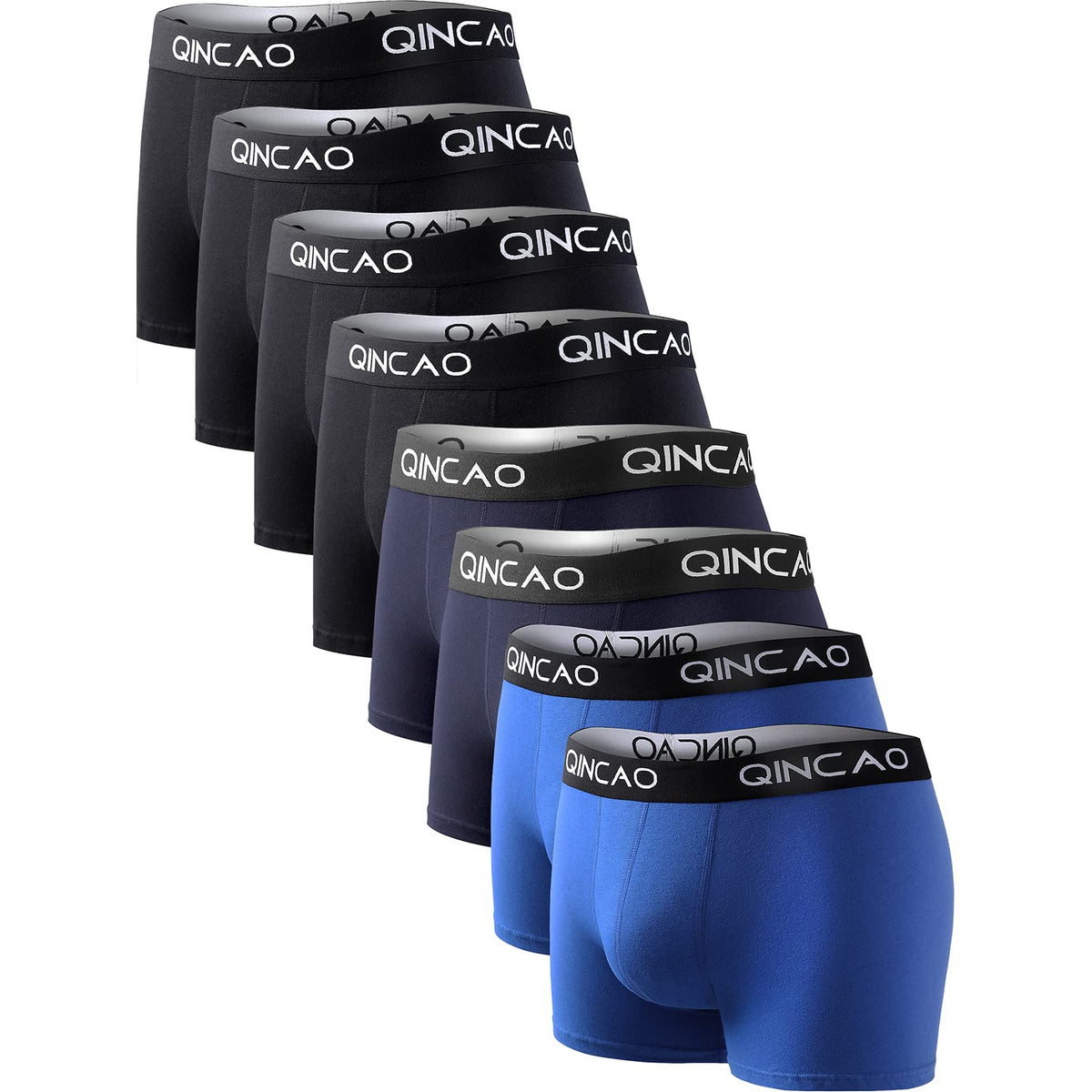 QINCAO Mens Boxers 6 Pack, Logo-Free Underwear, Soft Cotton, Breathable