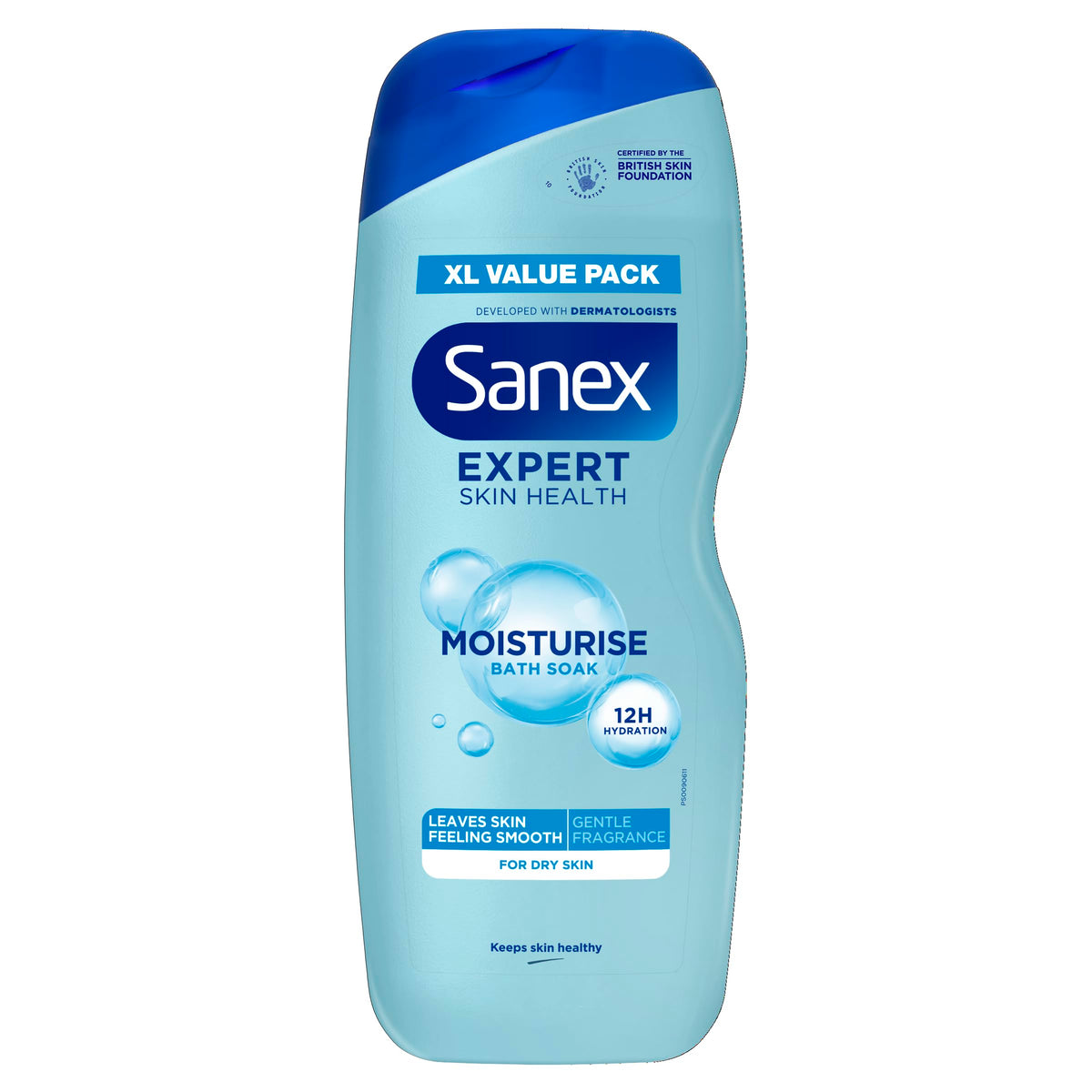Sanex Expert Skin Health Moisturising Shower gel 570ml - body wash for men & women - gently cleanses - hydrates & softens skin - 12h hydration - advanced prebiotic complex formula - vegan