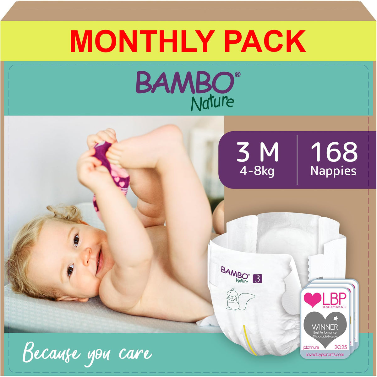 Bambo Nature Premium Eco Nappies, Premature Size 0 (2-7lb/1-3kg), XXS, Pack of 24, Eco-Labelled Nappies, Enhanced Leakage Protection, Secure and Comfortable Baby Nappy