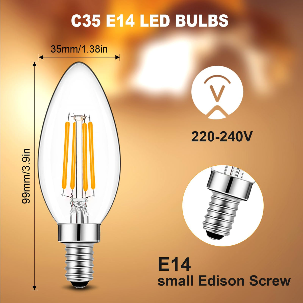 BRIMAX 5Pack E14 Bulb Cool White 5000K,Dimmable 4W Small Screw Light Bulb