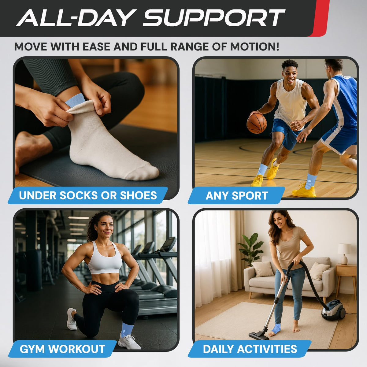 Sleeve Stars Ankle Brace Men & Women Support (Single/L:12"-13"/Black)