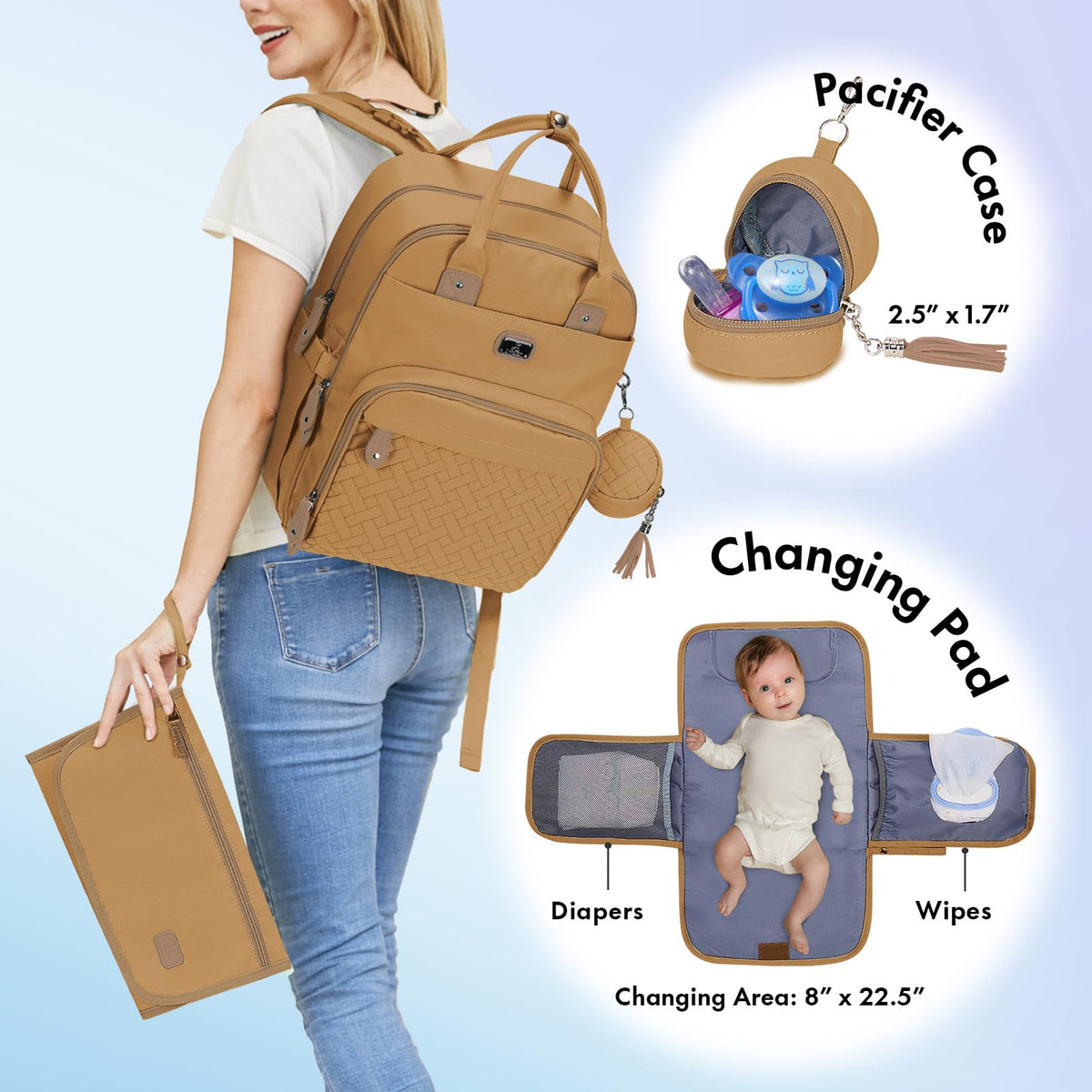 Dikaslon Baby Changing Bags Backpack, Large Baby Bag, 19 Pockets, Outdoors