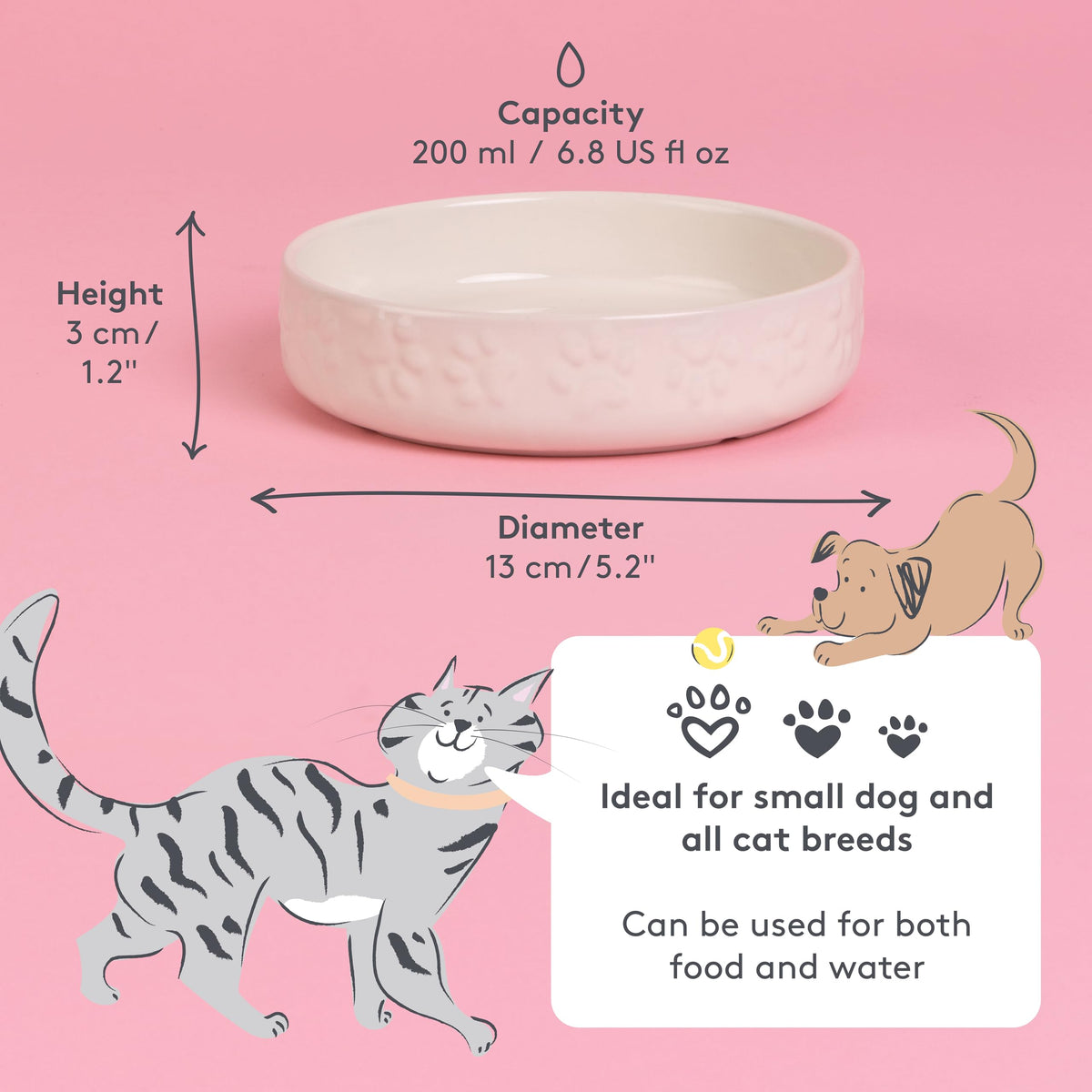 Mason Cash Colour Mix Cream Cat Saucer 13cm |200ml Durable Stoneware Pet Bowl for Food & Water | Dishwasher, Freezer & Microwave Safe