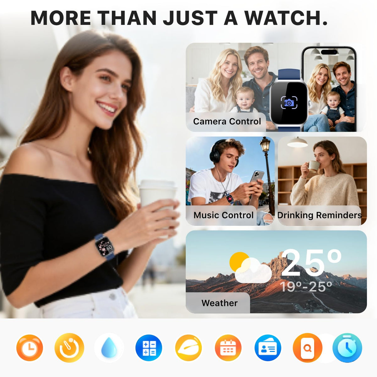 Smart Watch for Women Men - Answer/Make Call, Fitness Tracker Smartwatch for Android iPhone Compatible, Sleep Female Cycle, 120+ Sports Modes Step Counter (Blue, 2 Straps)