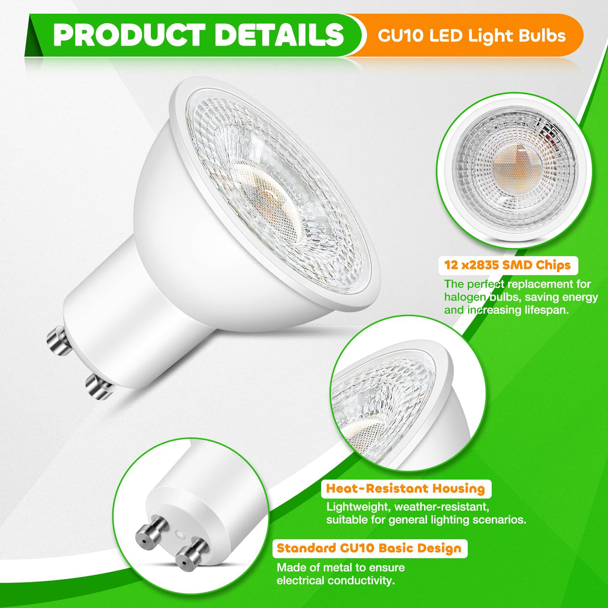 Morotty GU10 LED Spotlight Bulbs, GU10 LED Bulbs 5W Neutral White 4000K