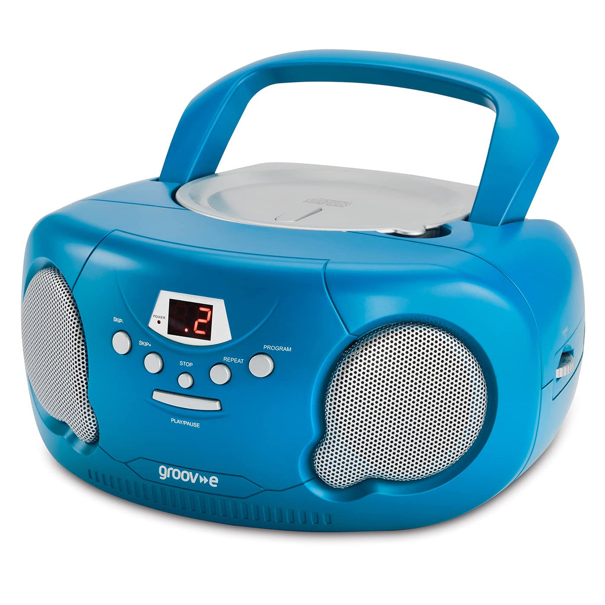 Groov-e Original Boombox - Portable CD Player with Bluetooth, Radio, 3.5mm Aux Port, & Headphone Socket - LED Display, 2 x 1.2W Speakers - Battery or Mains Powered - Black