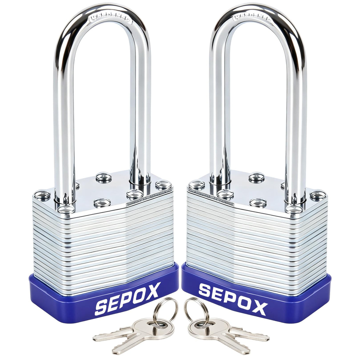 SEPOX® Heavy Duty Outdoor Padlock Keyed-Alike 58mm Extra Long Shackle 4Pack