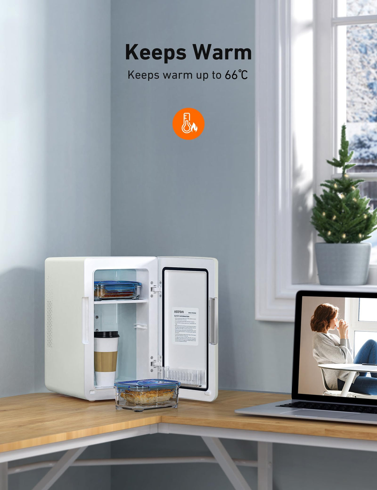 AstroAI Mini Fridge 6 Litre / 8 Can for Bedrooms, Small Fridge, AC/DC Power