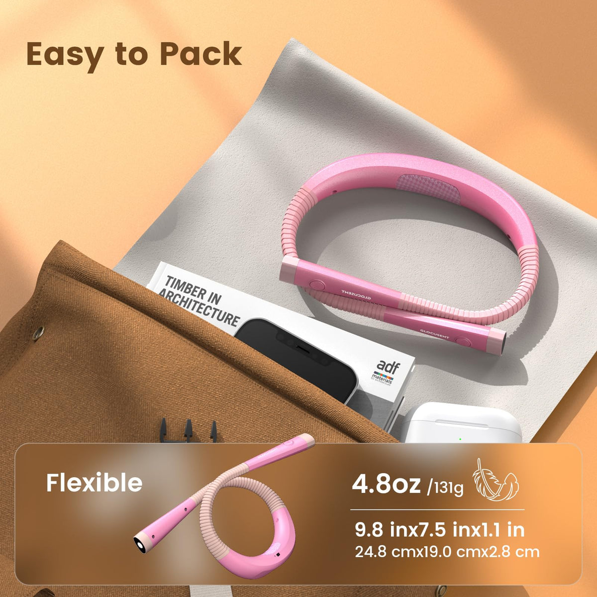 Glocusent Reading Light, Original LED Neck Lights 3 Colors 6 Brightness