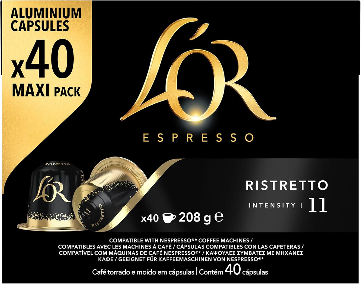 L'OR Espresso Ristretto Coffee Pods x40, Pack of 1, Total 40 Capsules